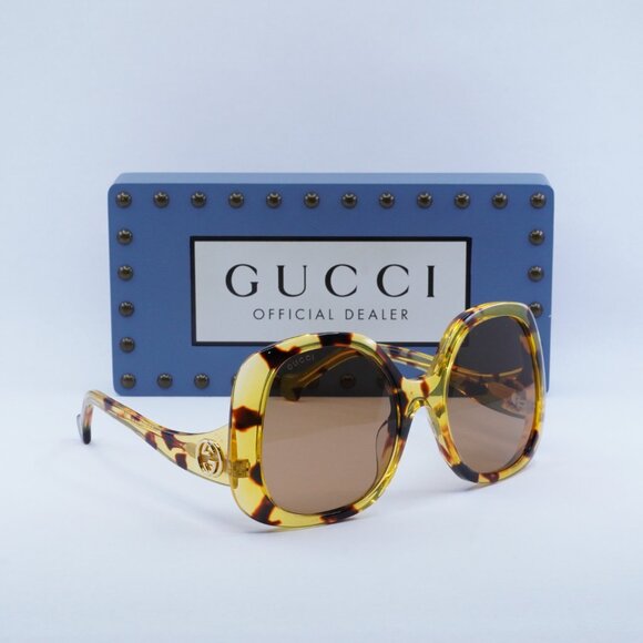 Gucci GG1235S 002 Square Sunglasses - Shiny Yellow Spotted Havana main image 11
